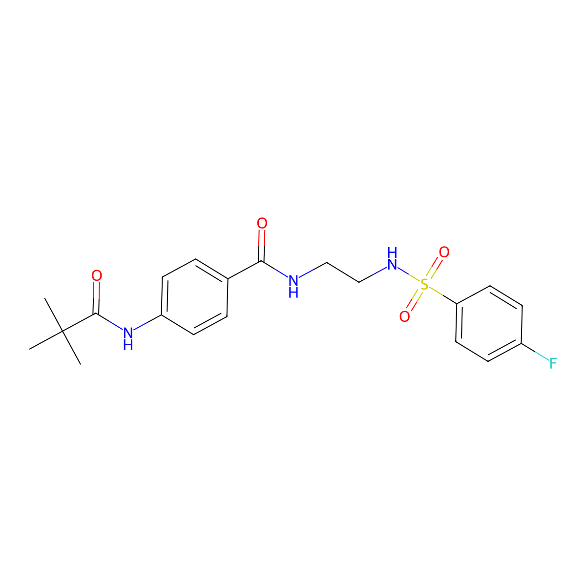 N-(2-(4-fluorophenylsulfonamido)ethyl)-4-pivalamidobenzamide molecular structure, CAS 1091444-09-5