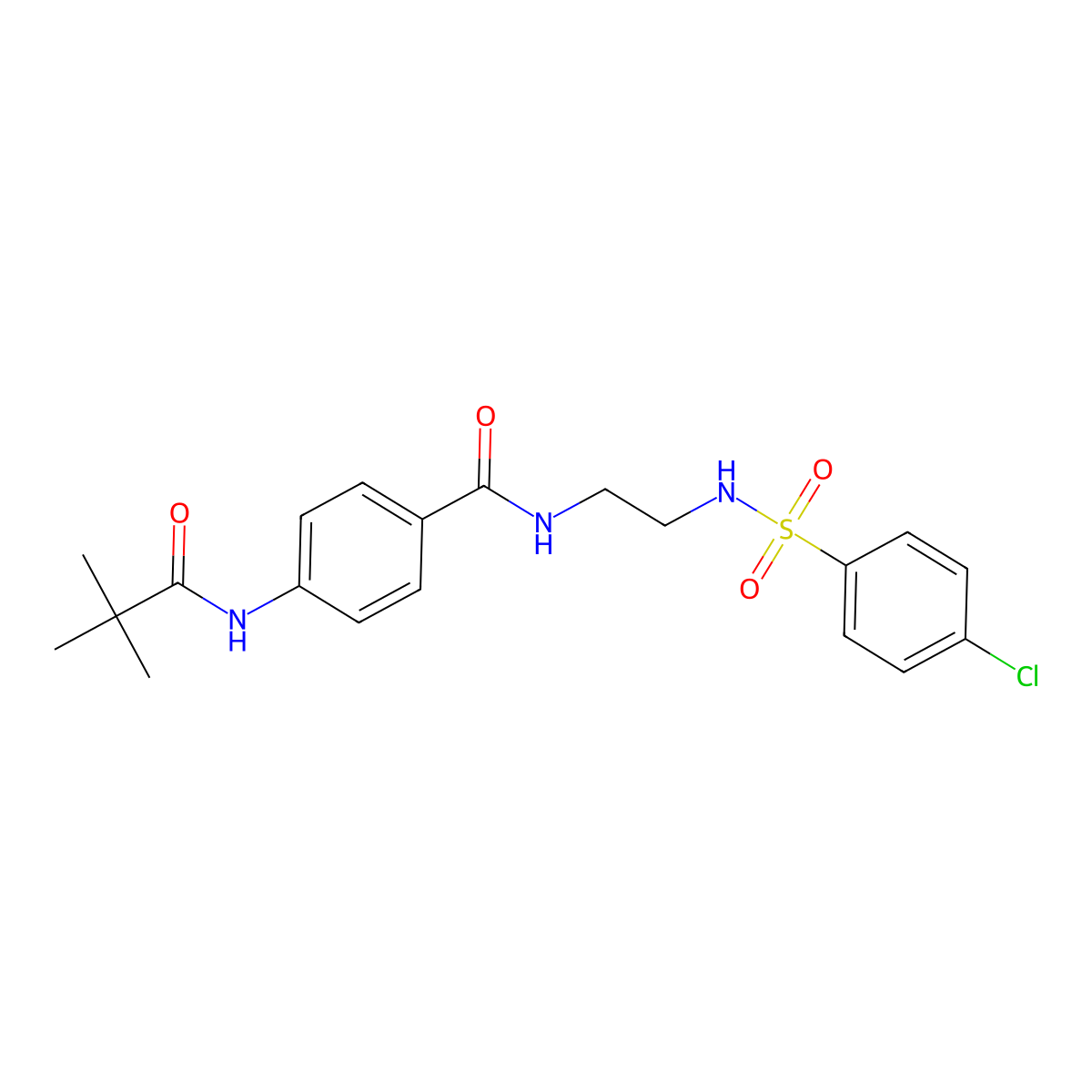 N-(2-(4-chlorophenylsulfonamido)ethyl)-4-pivalamidobenzamide molecular structure, CAS 1091444-17-5
