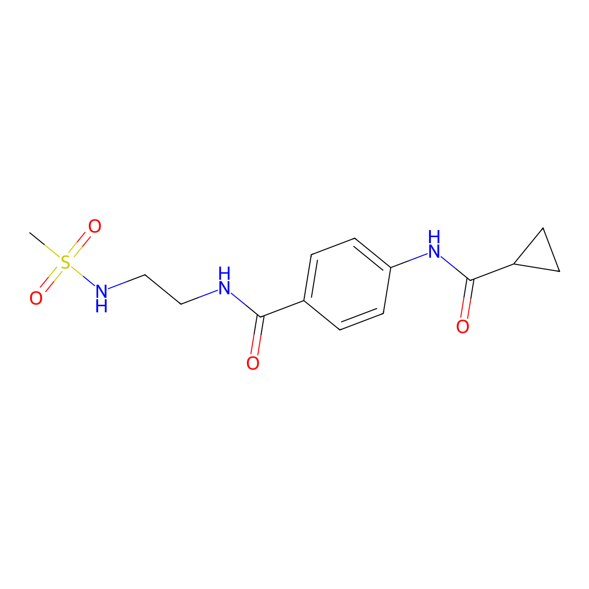 4-(cyclopropanecarboxamido)-N-(2-(methylsulfonamido)ethyl)benzamide molecular structure, CAS 1091444-99-3