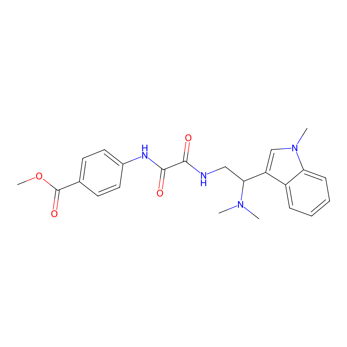 methyl 4-(2-((2-(dimethylamino)-2-(1-methyl-1H-indol-3-yl)ethyl)amino)-2-oxoacetamido)benzoate molecular structure, CAS 1091448-77-9