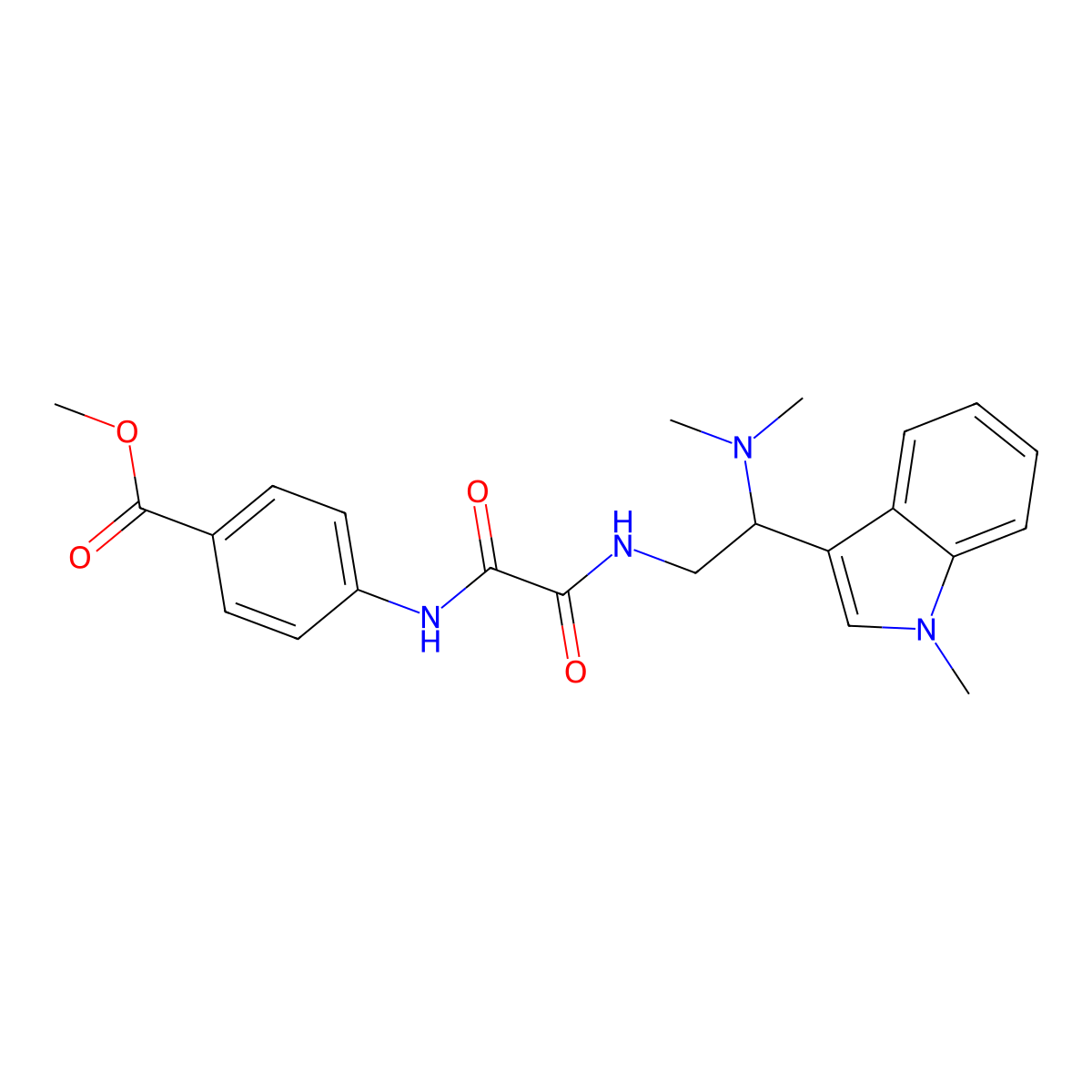 methyl 4-(2-((2-(dimethylamino)-2-(1-methyl-1H-indol-3-yl)ethyl)amino)-2-oxoacetamido)benzoate molecular structure, CAS 1091448-77-9