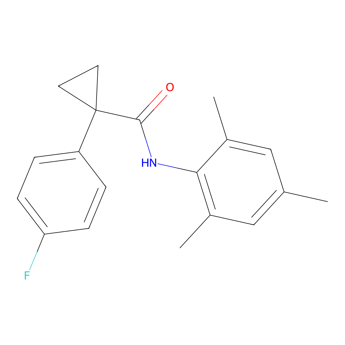 1-(4-fluorophenyl)-N-mesitylcyclopropanecarboxamide molecular structure, CAS 1091462-45-1