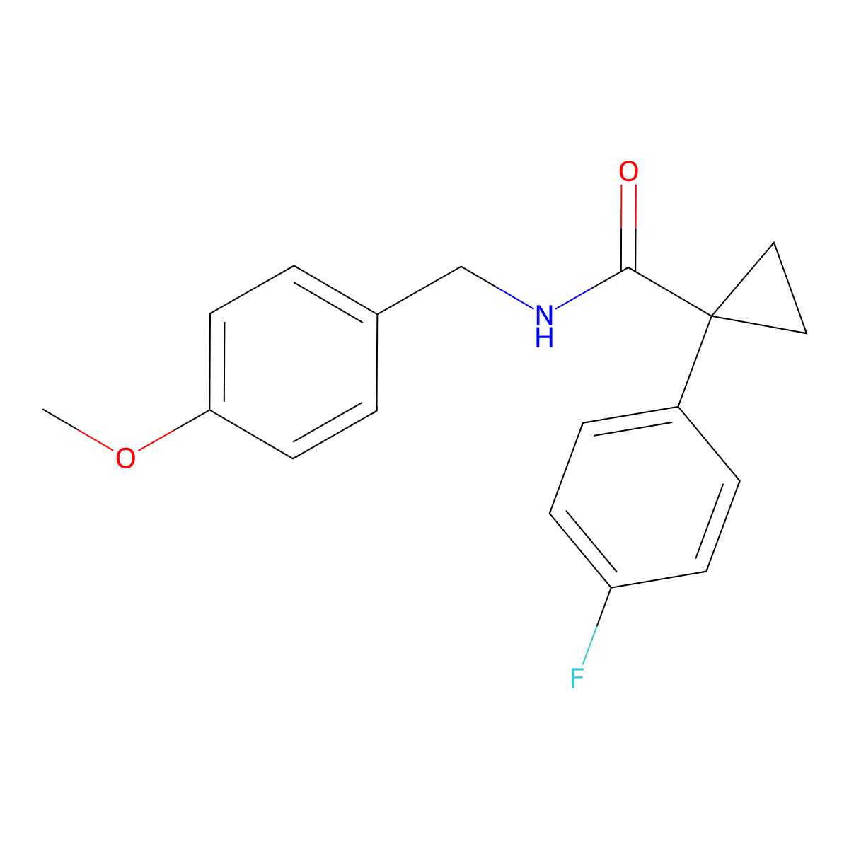 1-(4-fluorophenyl)-N-[(4-methoxyphenyl)methyl]cyclopropane-1-carboxamide molecular structure, CAS 1091462-57-5