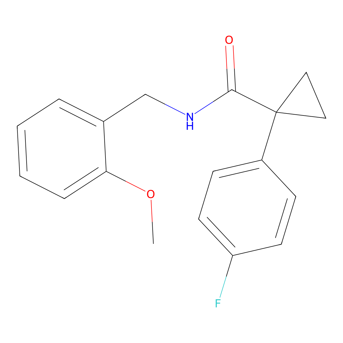 1-(4-fluorophenyl)-N-(2-methoxybenzyl)cyclopropanecarboxamide molecular structure, CAS 1091462-61-1