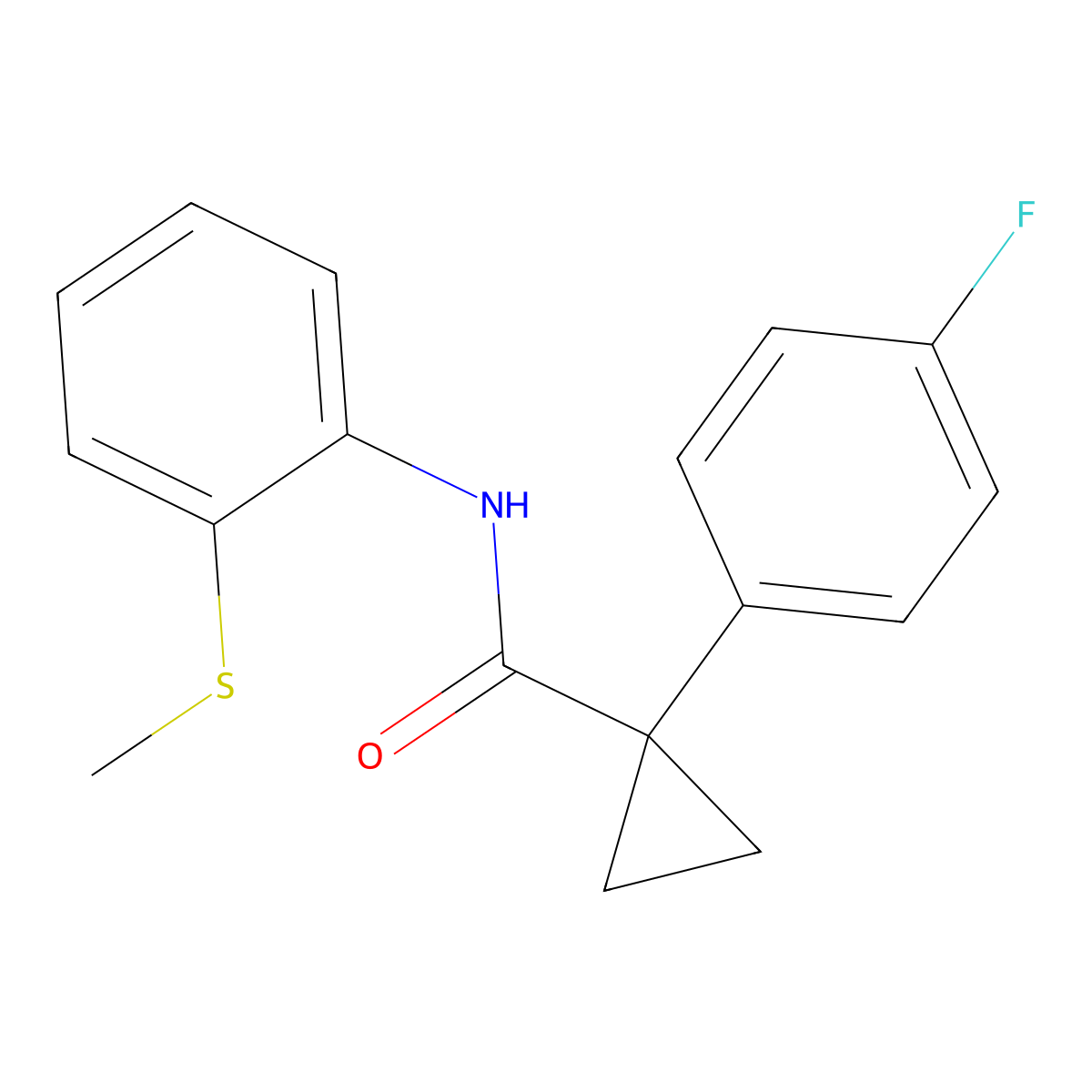 1-(4-fluorophenyl)-N-(2-(methylthio)phenyl)cyclopropanecarboxamide molecular structure, CAS 1091462-73-5