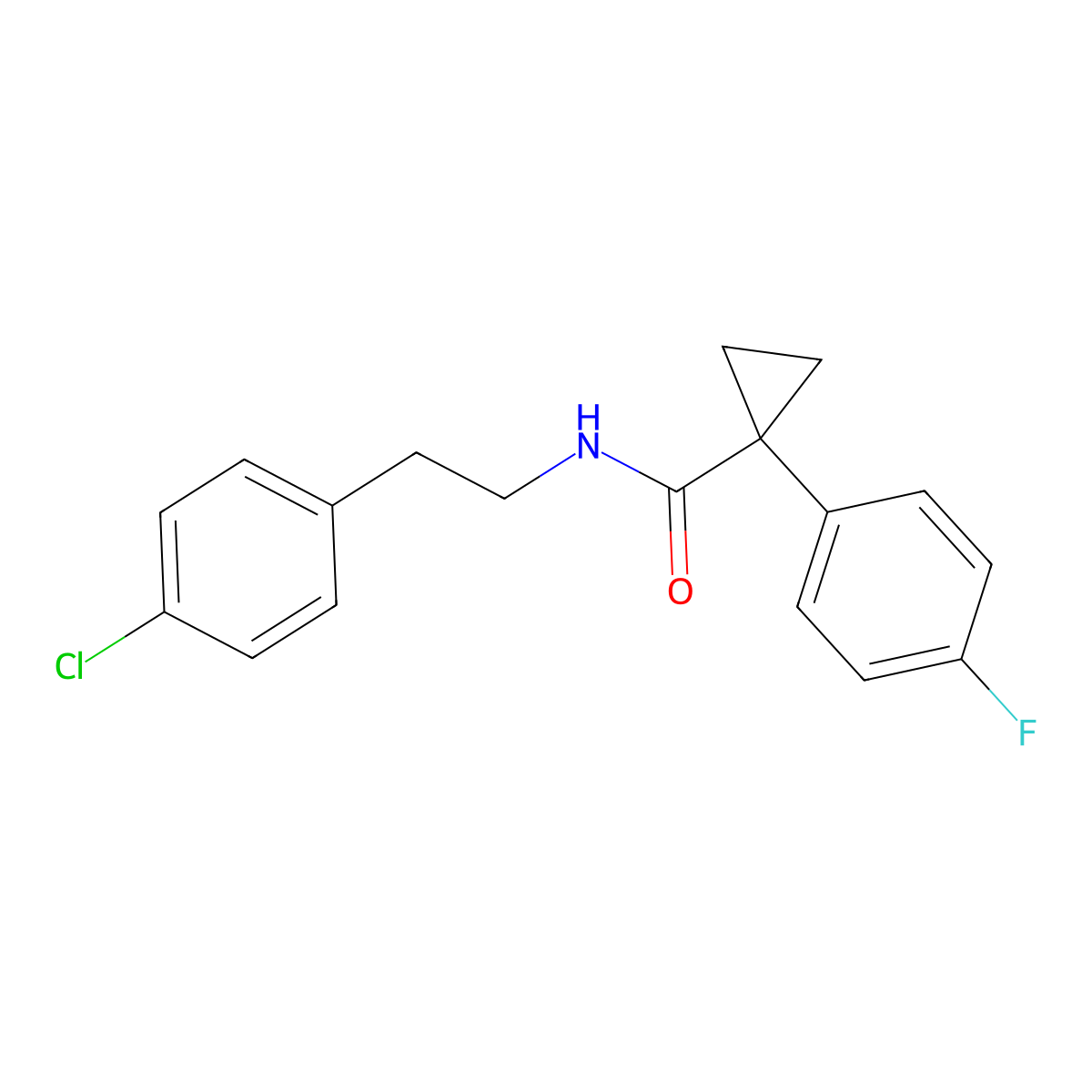 N-(4-chlorophenethyl)-1-(4-fluorophenyl)cyclopropanecarboxamide molecular structure, CAS 1091463-21-6