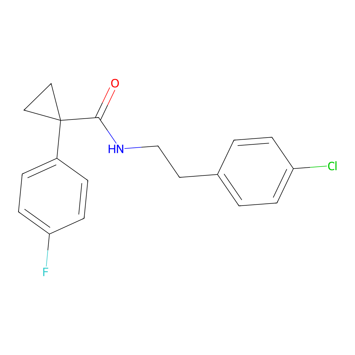 N-(4-chlorophenethyl)-1-(4-fluorophenyl)cyclopropanecarboxamide molecular structure, CAS 1091463-21-6