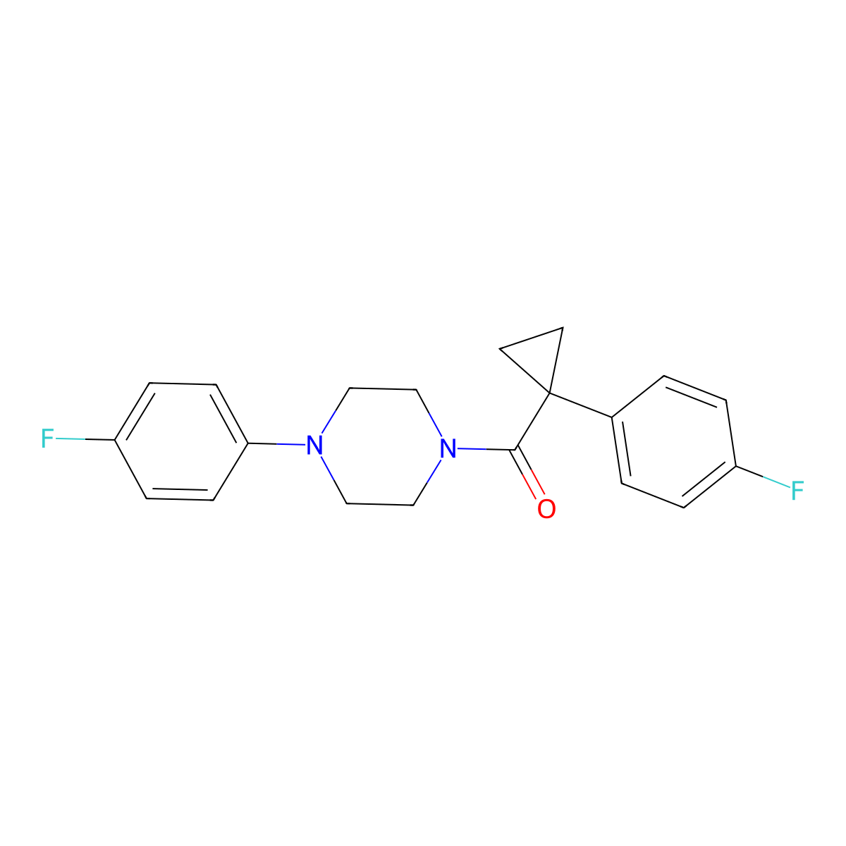(1-(4-Fluorophenyl)cyclopropyl)(4-(4-fluorophenyl)piperazin-1-yl)methanone molecular structure, CAS 1091463-62-5