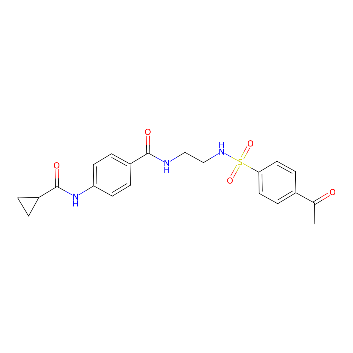 N-[2-(4-acetylbenzenesulfonamido)ethyl]-4-cyclopropaneamidobenzamide molecular structure, CAS 1091471-39-4