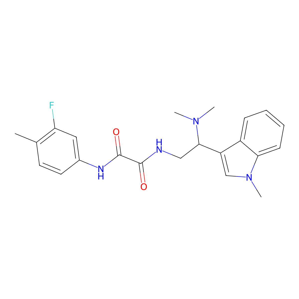 N-[2-(dimethylamino)-2-(1-methyl-1H-indol-3-yl)ethyl]-N'-(3-fluoro-4-methylphenyl)ethanediamide molecular structure, CAS 1091473-05-0