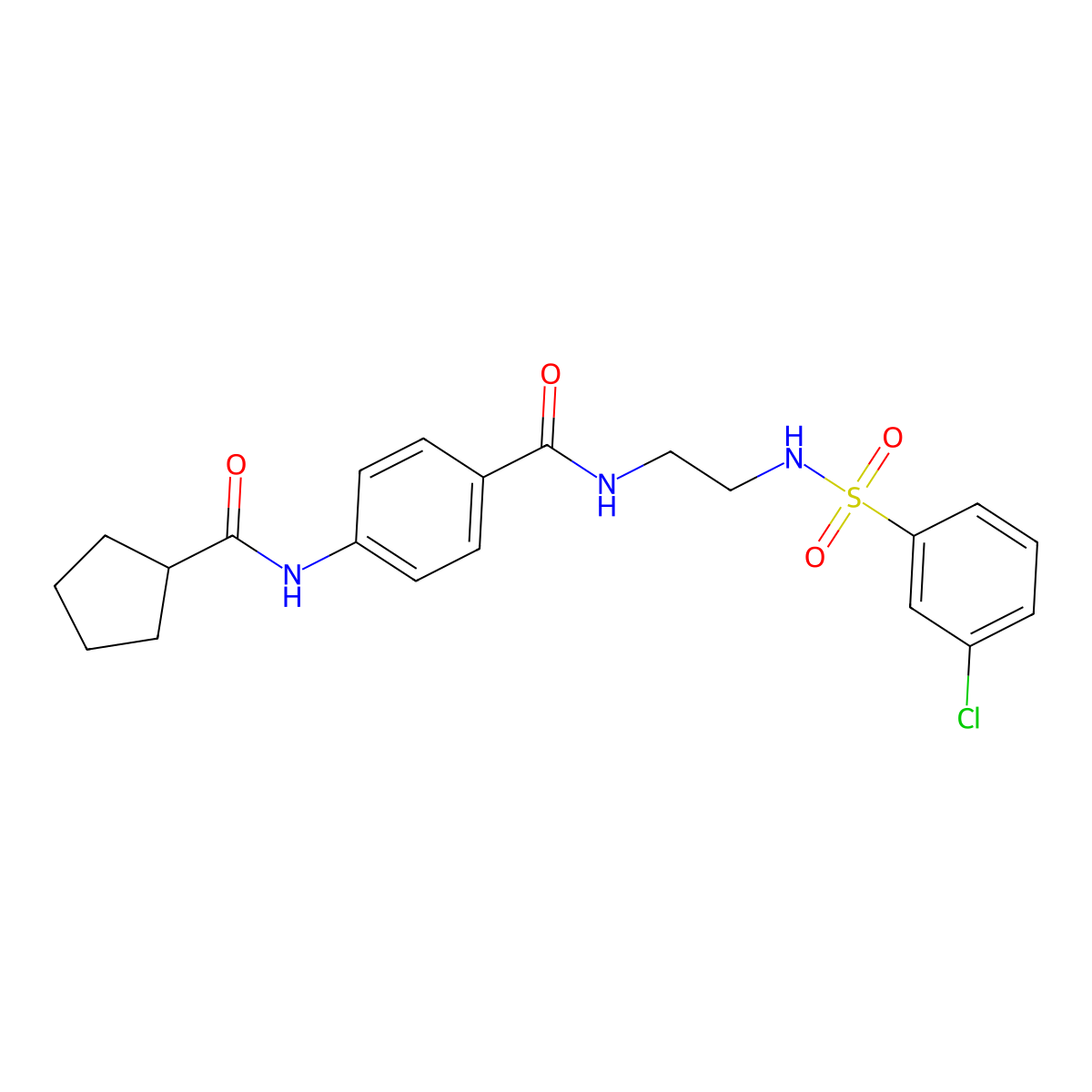 N-[2-(3-chlorobenzenesulfonamido)ethyl]-4-cyclopentaneamidobenzamide molecular structure, CAS 1091473-36-7