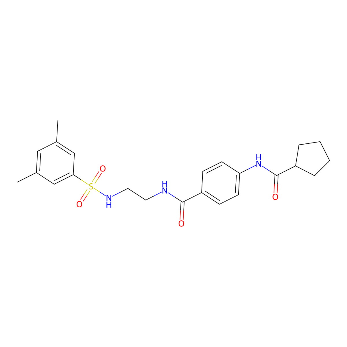 4-cyclopentaneamido-N-[2-(3,5-dimethylbenzenesulfonamido)ethyl]benzamide molecular structure, CAS 1091473-53-8