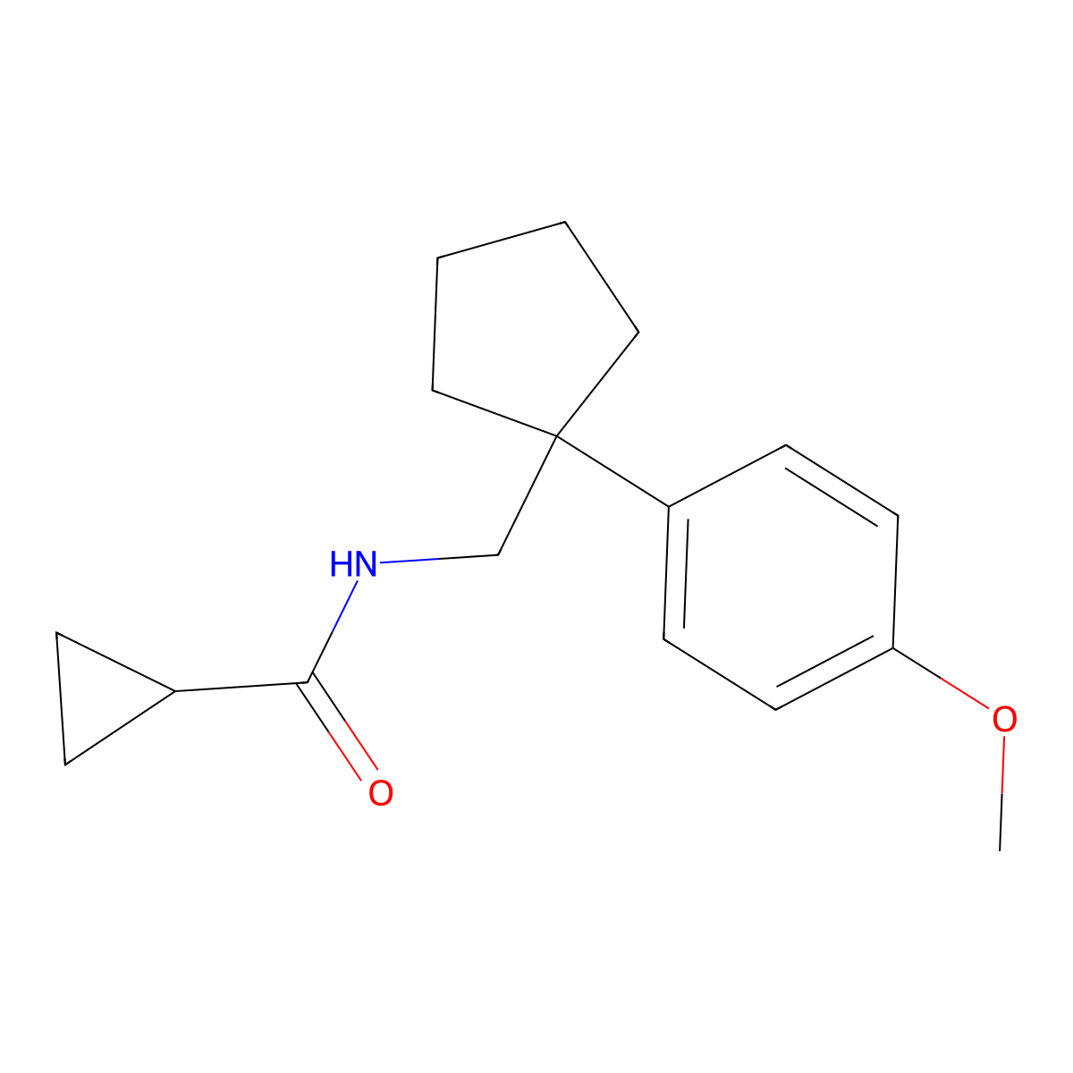 N-{[1-(4-methoxyphenyl)cyclopentyl]methyl}cyclopropanecarboxamide molecular structure, CAS 1091473-94-7
