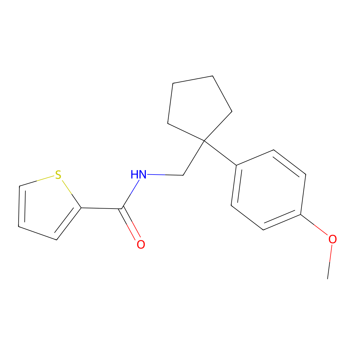 N-{[1-(4-methoxyphenyl)cyclopentyl]methyl}thiophene-2-carboxamide molecular structure, CAS 1091474-00-8