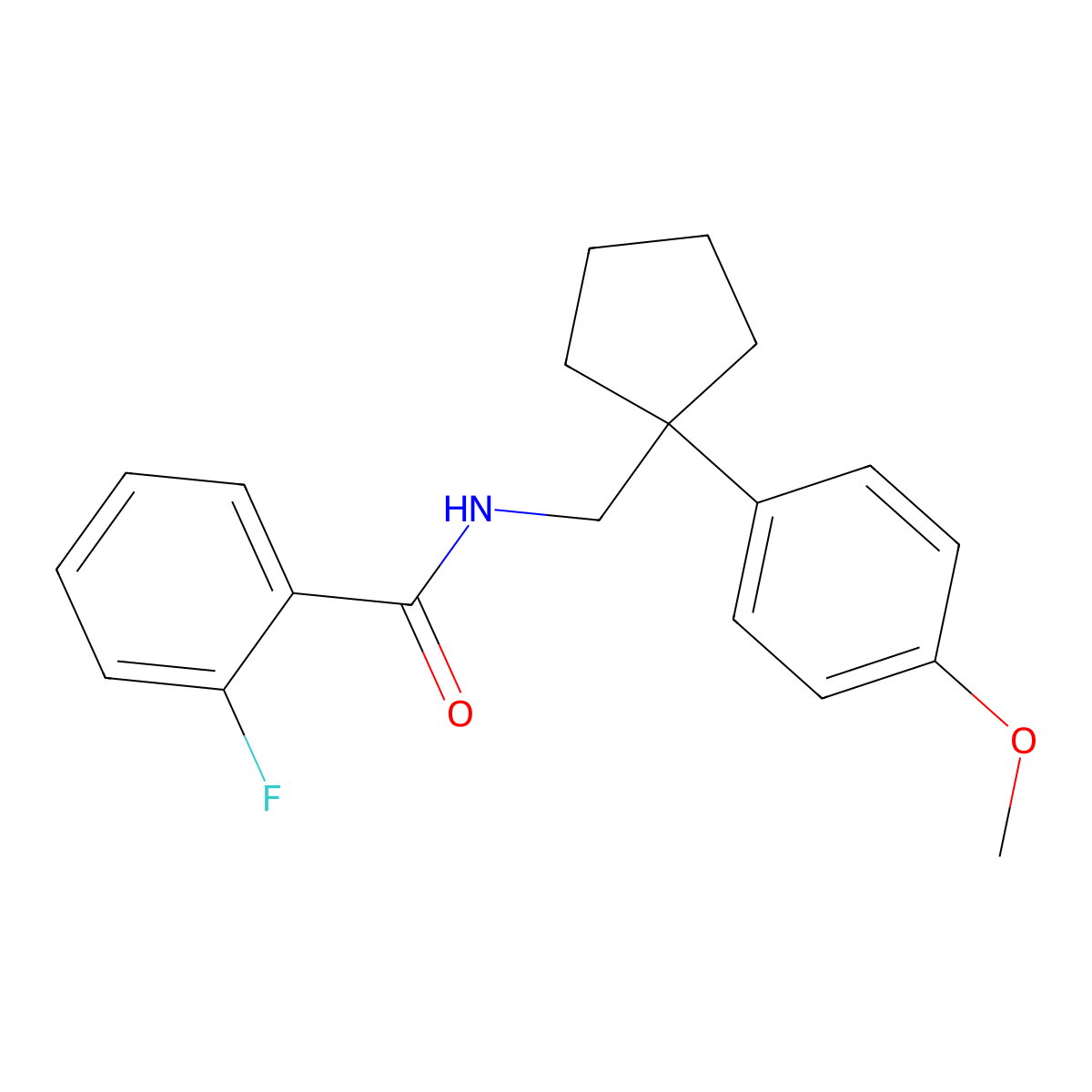 2-fluoro-N-((1-(4-methoxyphenyl)cyclopentyl)methyl)benzamide molecular structure, CAS 1091474-04-2