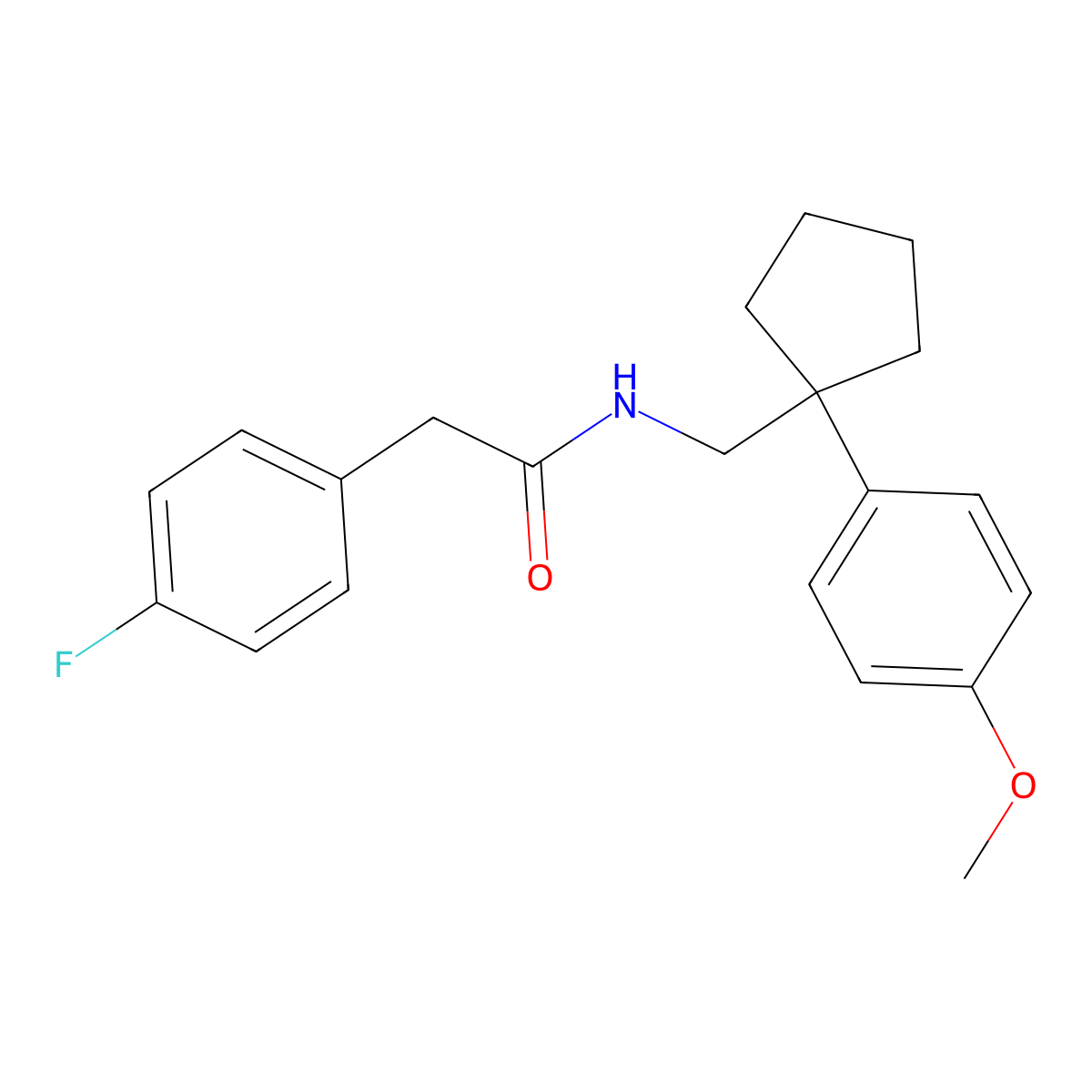 2-(4-fluorophenyl)-N-((1-(4-methoxyphenyl)cyclopentyl)methyl)acetamide molecular structure, CAS 1091474-21-3