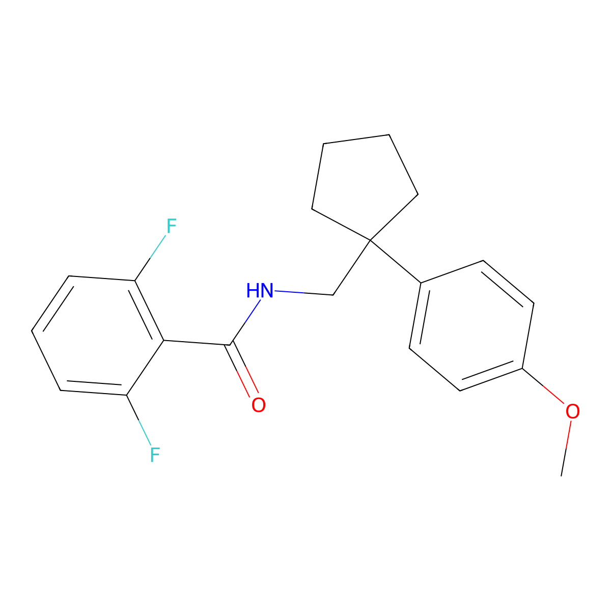 2,6-difluoro-N-((1-(4-methoxyphenyl)cyclopentyl)methyl)benzamide molecular structure, CAS 1091474-25-7
