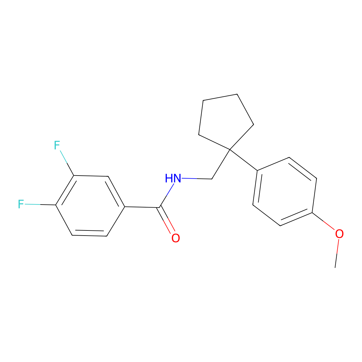 3,4-difluoro-N-{[1-(4-methoxyphenyl)cyclopentyl]methyl}benzamide molecular structure, CAS 1091474-27-9