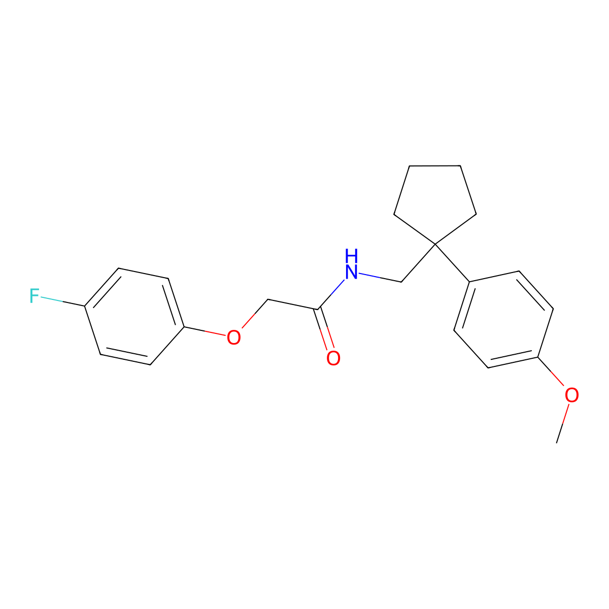 2-(4-fluorophenoxy)-N-((1-(4-methoxyphenyl)cyclopentyl)methyl)acetamide molecular structure, CAS 1091474-39-3