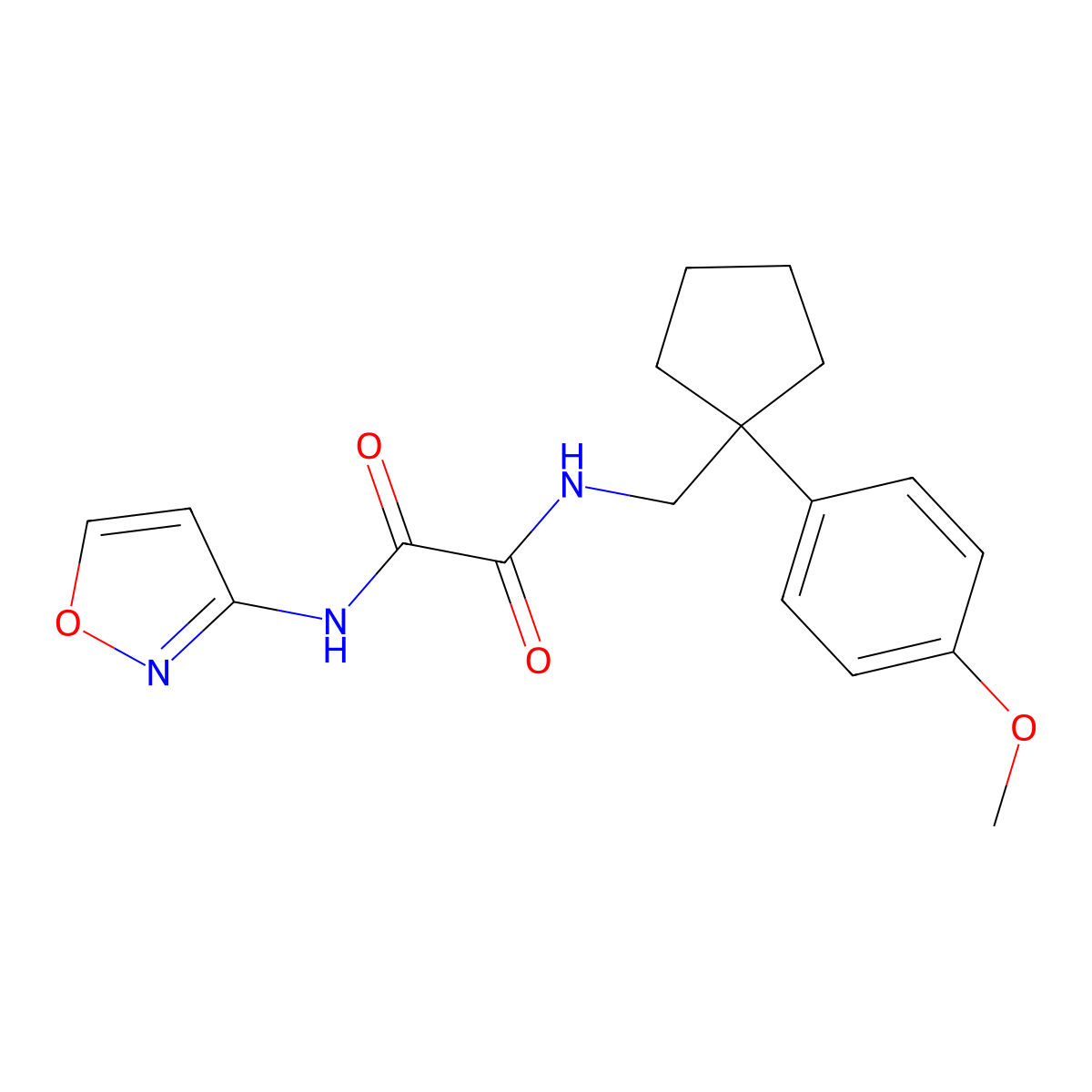 N1-(isoxazol-3-yl)-N2-((1-(4-methoxyphenyl)cyclopentyl)methyl)oxalamide molecular structure, CAS 1091475-06-7