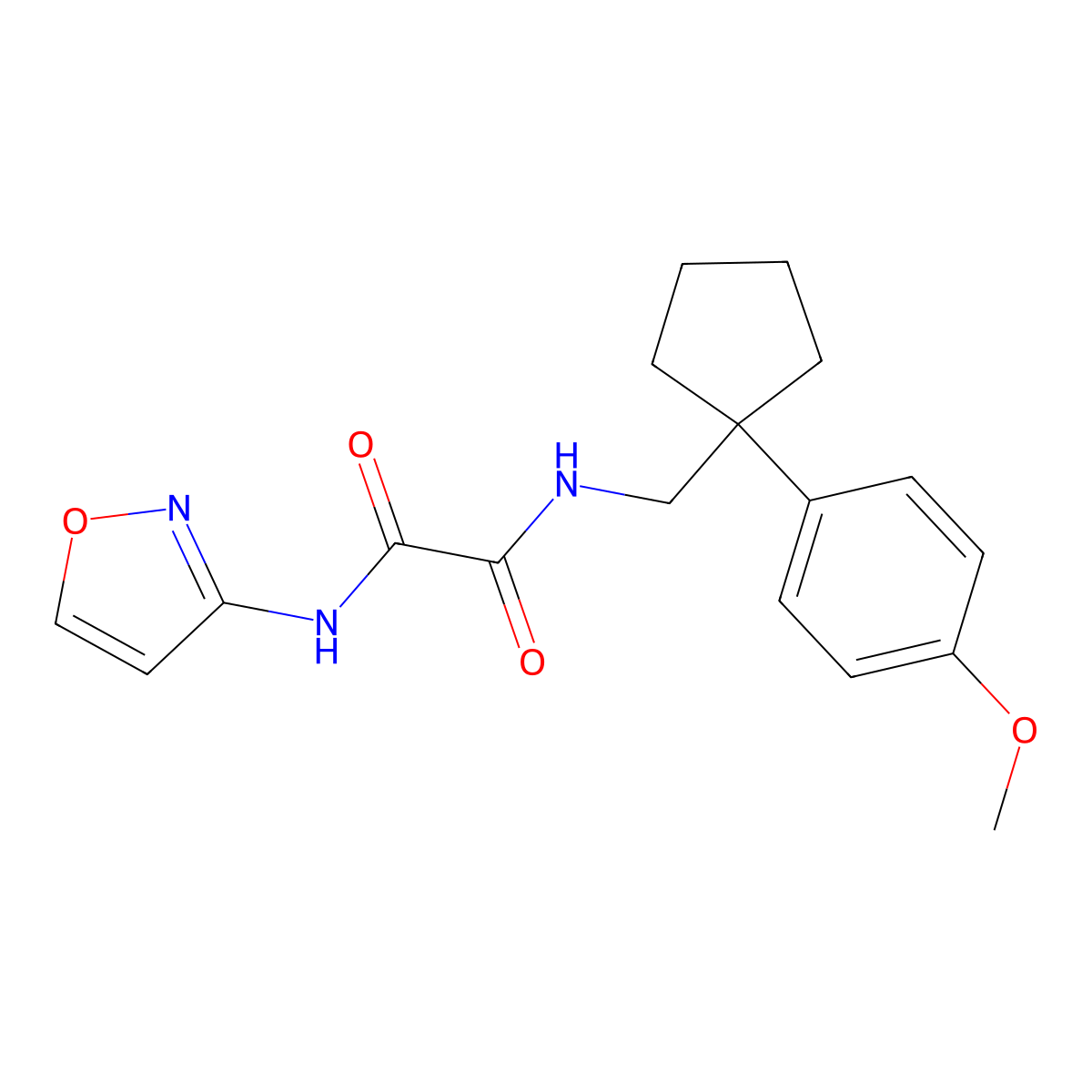 N1-(isoxazol-3-yl)-N2-((1-(4-methoxyphenyl)cyclopentyl)methyl)oxalamide molecular structure, CAS 1091475-06-7