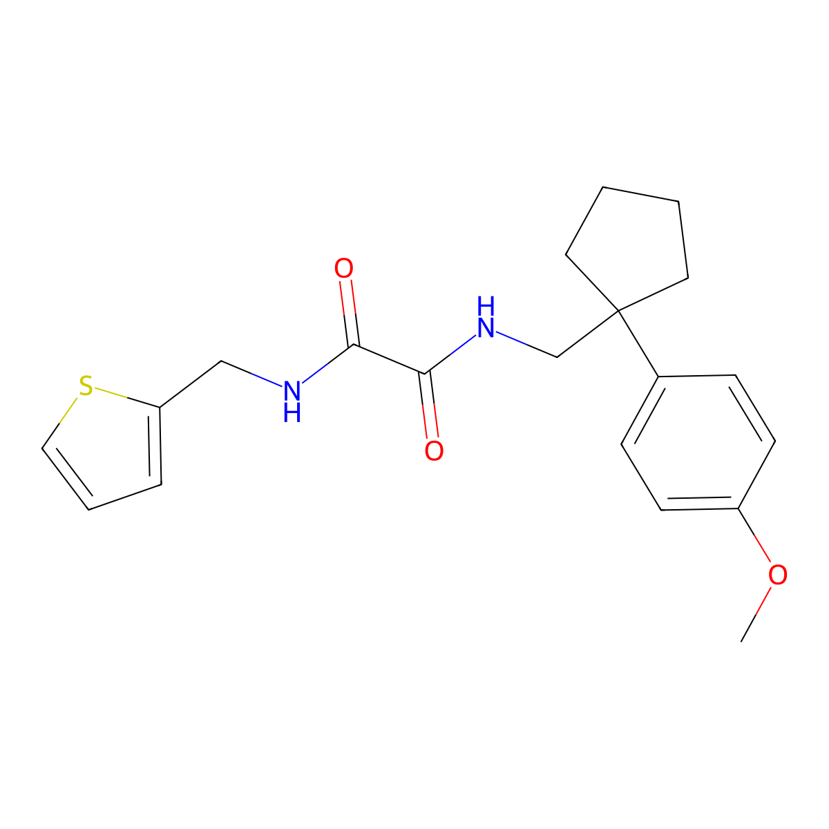 N1-((1-(4-methoxyphenyl)cyclopentyl)methyl)-N2-(thiophen-2-ylmethyl)oxalamide molecular structure, CAS 1091475-24-9