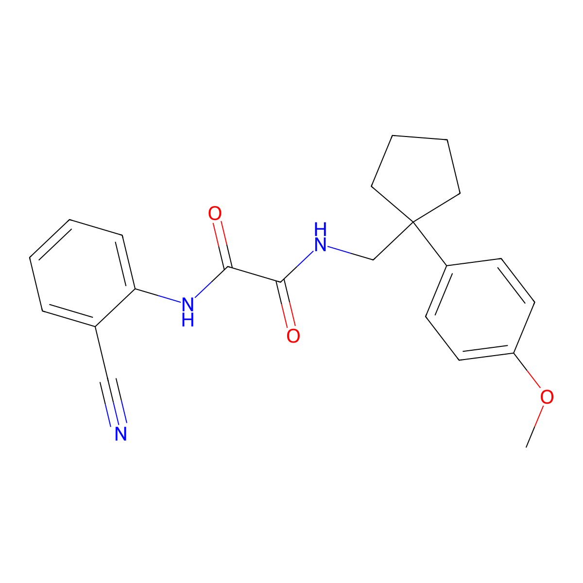 N1-(2-cyanophenyl)-N2-((1-(4-methoxyphenyl)cyclopentyl)methyl)oxalamide molecular structure, CAS 1091475-27-2