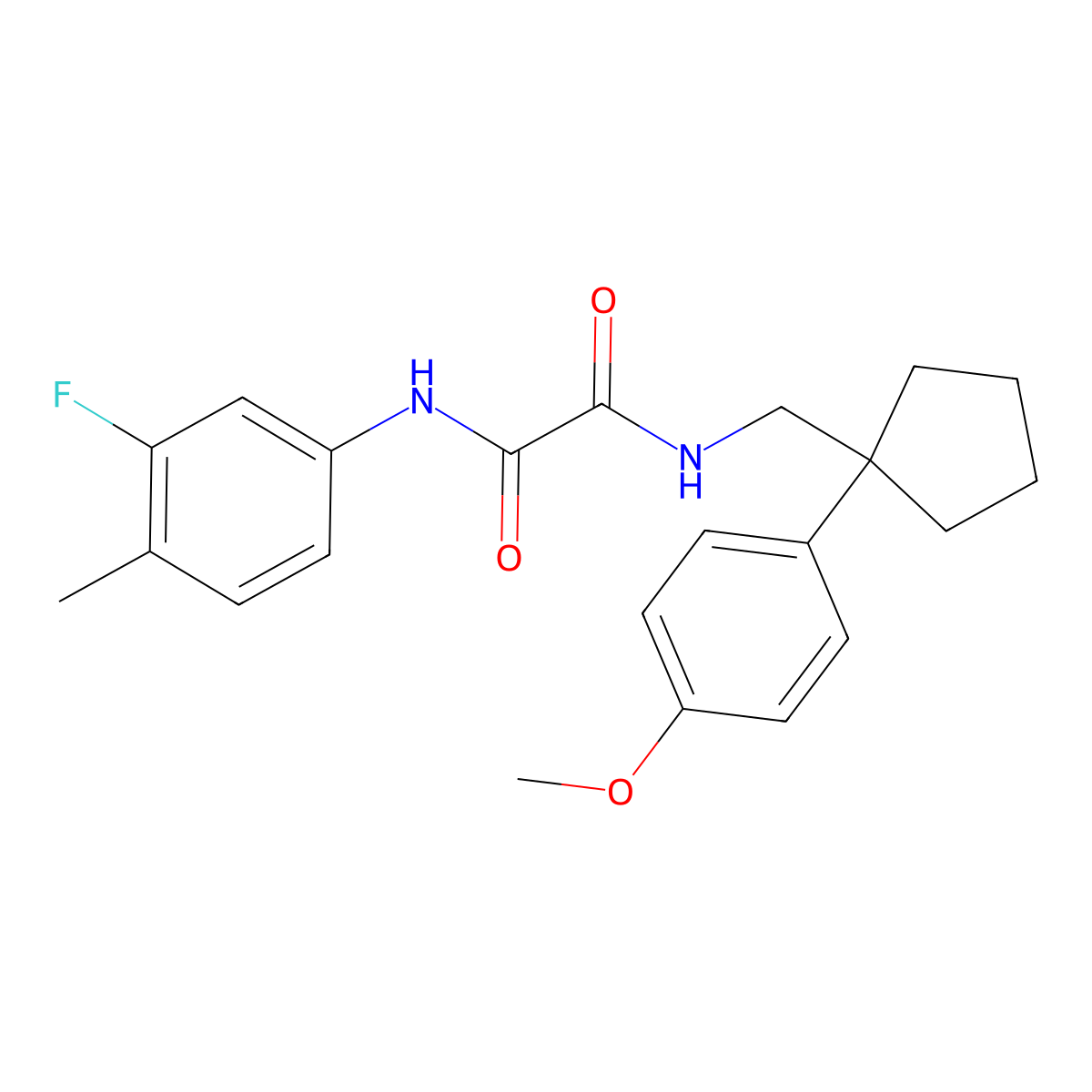 N1-(3-fluoro-4-methylphenyl)-N2-((1-(4-methoxyphenyl)cyclopentyl)methyl)oxalamide molecular structure, CAS 1091475-48-7