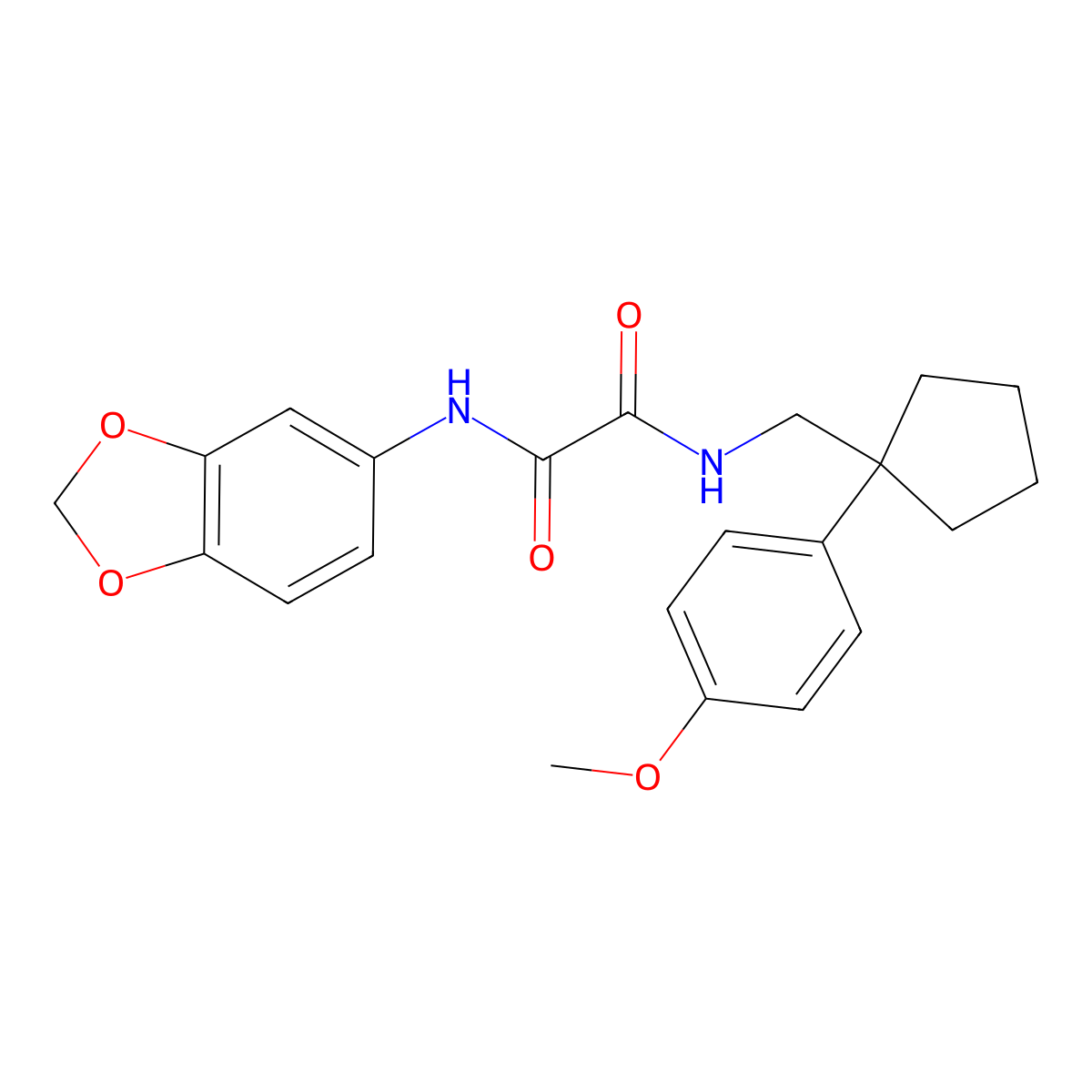 N1-(benzo[d][1,3]dioxol-5-yl)-N2-((1-(4-methoxyphenyl)cyclopentyl)methyl)oxalamide molecular structure, CAS 1091475-64-7