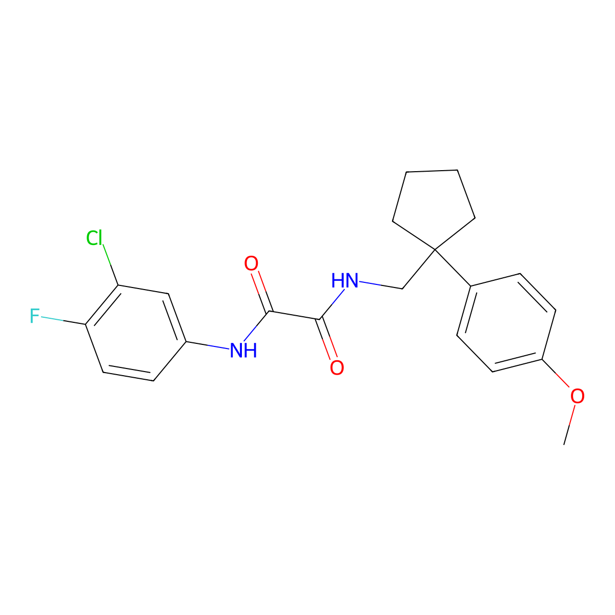 N1-(3-chloro-4-fluorophenyl)-N2-((1-(4-methoxyphenyl)cyclopentyl)methyl)oxalamide molecular structure, CAS 1091475-96-5