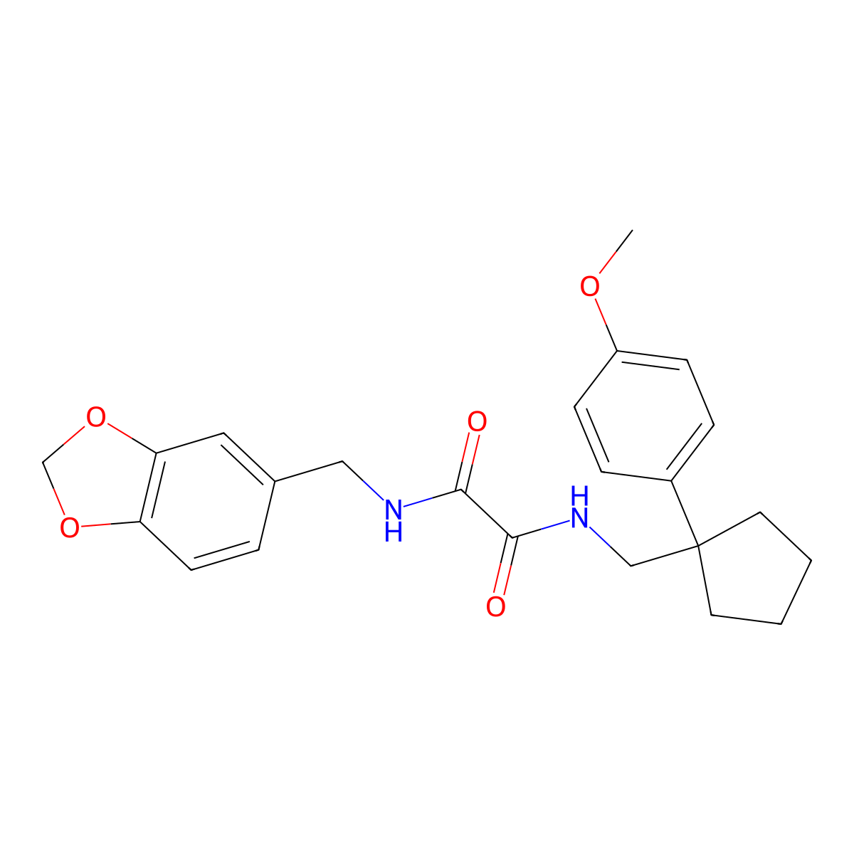 N1-(benzo[d][1,3]dioxol-5-ylmethyl)-N2-((1-(4-methoxyphenyl)cyclopentyl)methyl)oxalamide molecular structure, CAS 1091476-04-8