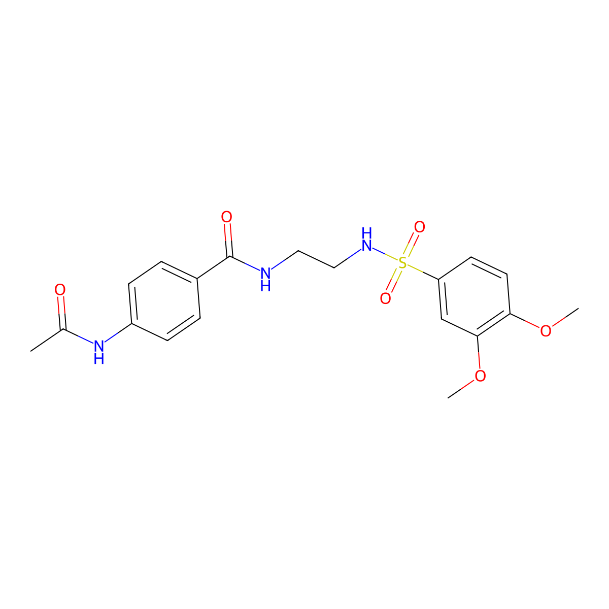 N-[2-(3,4-dimethoxybenzenesulfonamido)ethyl]-4-acetamidobenzamide molecular structure, CAS 1091476-74-2
