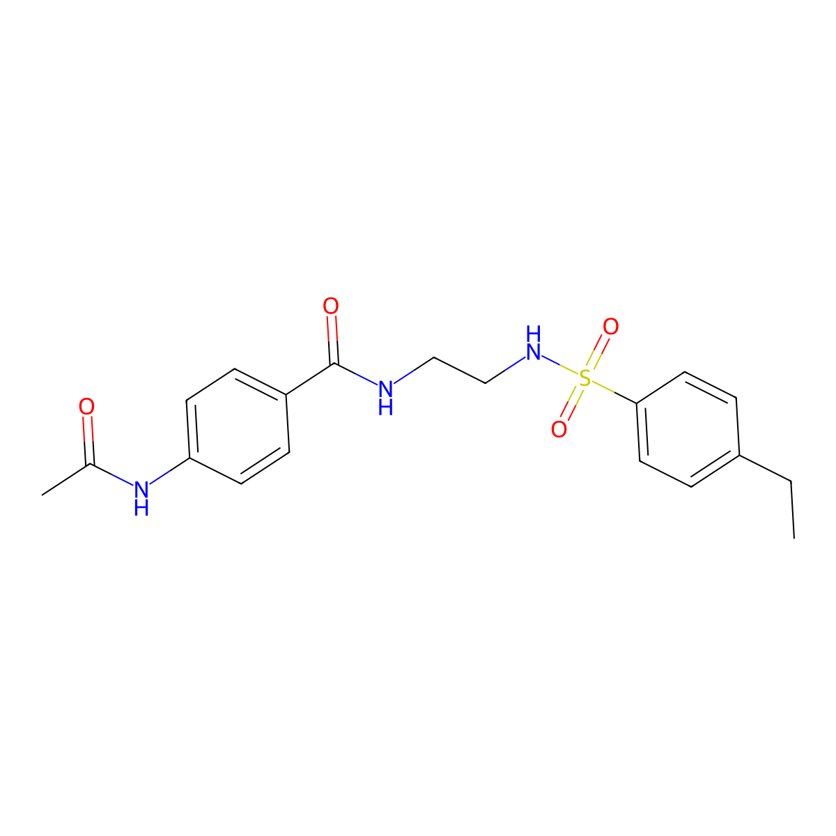 4-acetamido-N-(2-(4-ethylphenylsulfonamido)ethyl)benzamide molecular structure, CAS 1091476-82-2