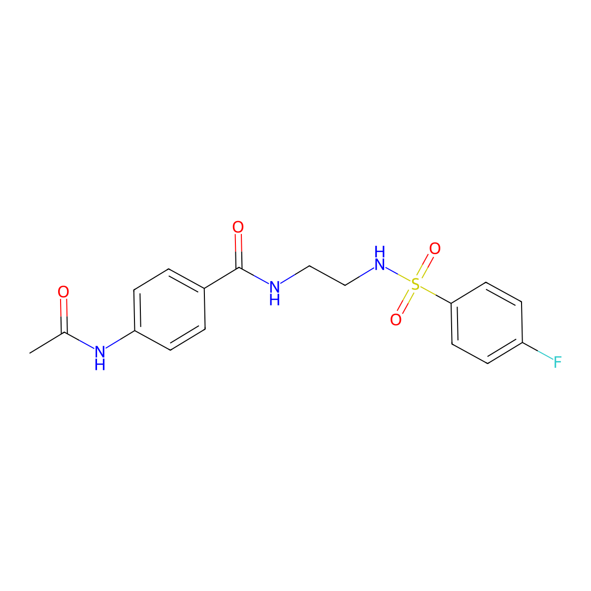 4-acetamido-N-(2-(4-fluorophenylsulfonamido)ethyl)benzamide molecular structure, CAS 1091476-90-2