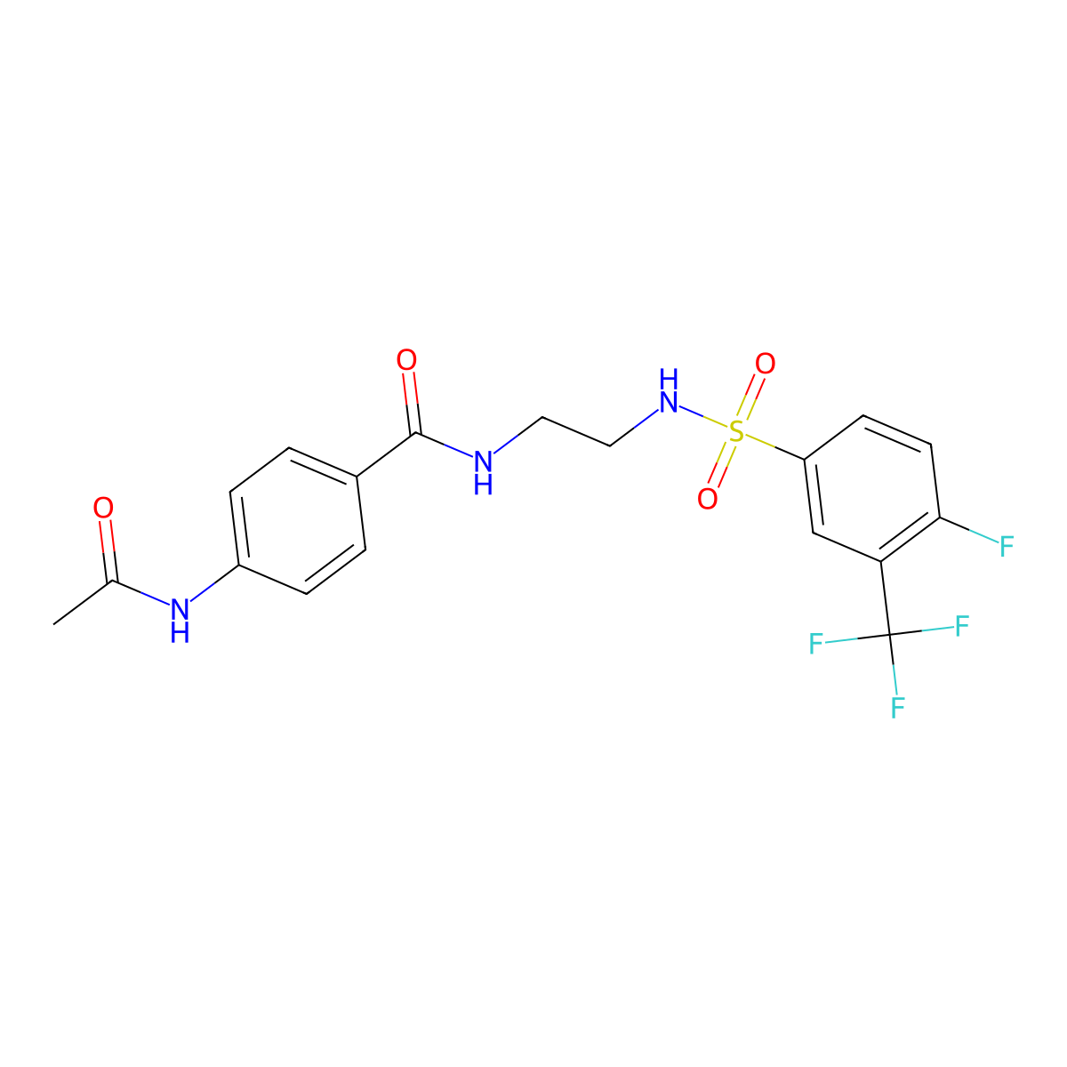 4-acetamido-N-{2-[4-fluoro-3-(trifluoromethyl)benzenesulfonamido]ethyl}benzamide molecular structure, CAS 1091476-94-6