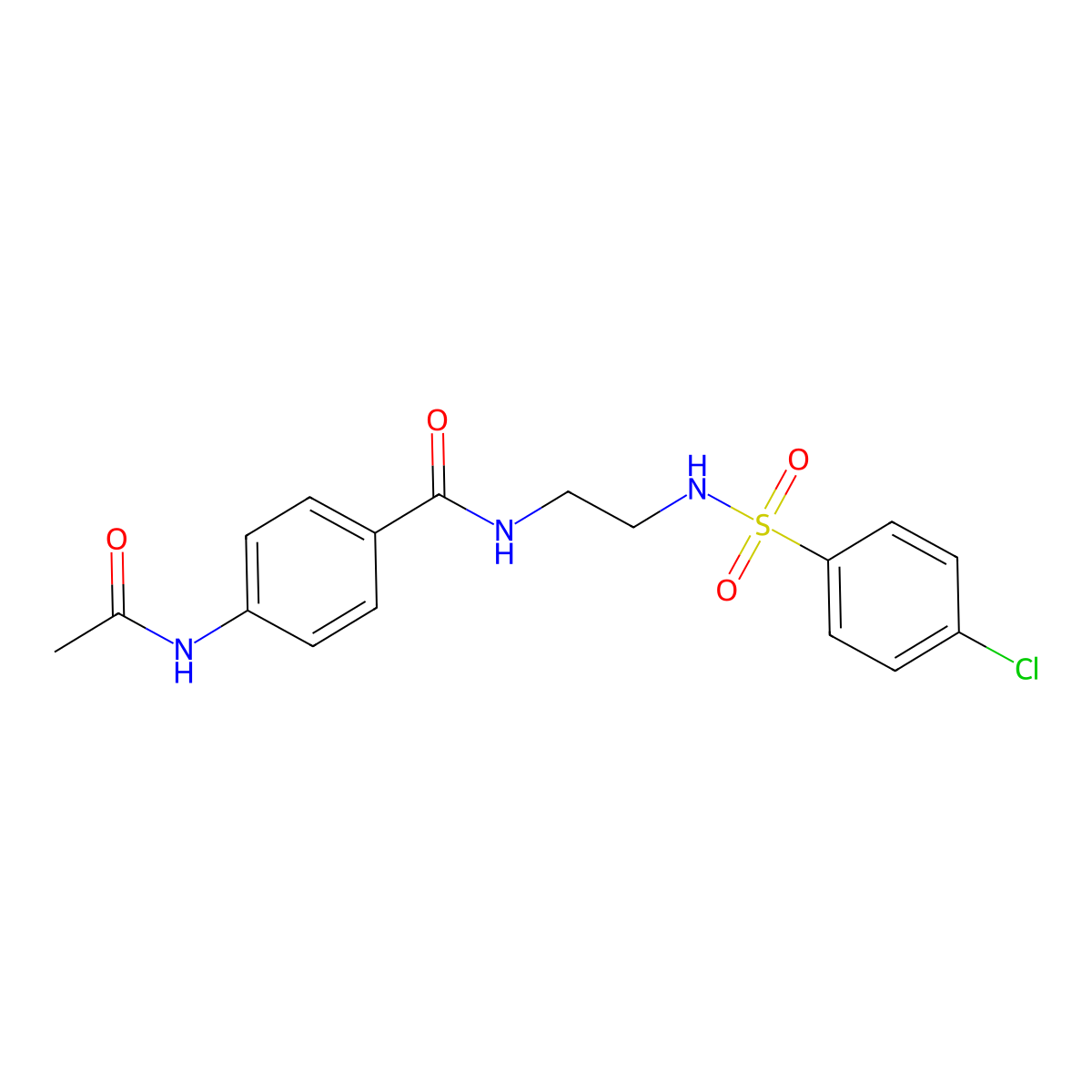 4-acetamido-N-(2-(4-chlorophenylsulfonamido)ethyl)benzamide molecular structure, CAS 1091476-98-0
