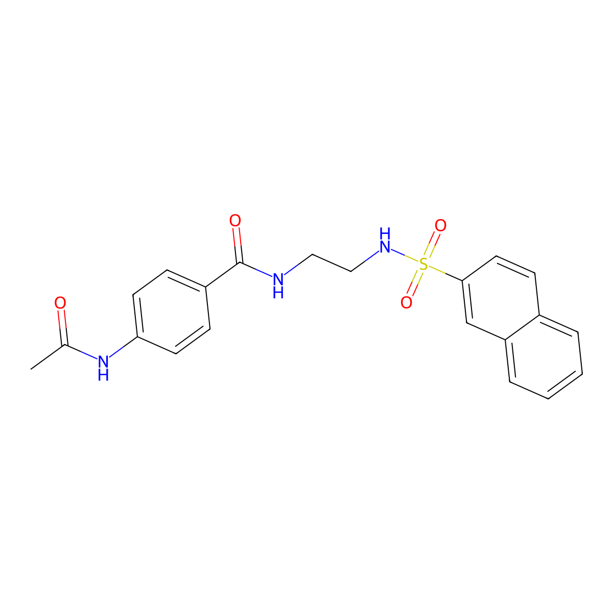 4-acetamido-N-(2-(naphthalene-2-sulfonamido)ethyl)benzamide molecular structure, CAS 1091477-23-4