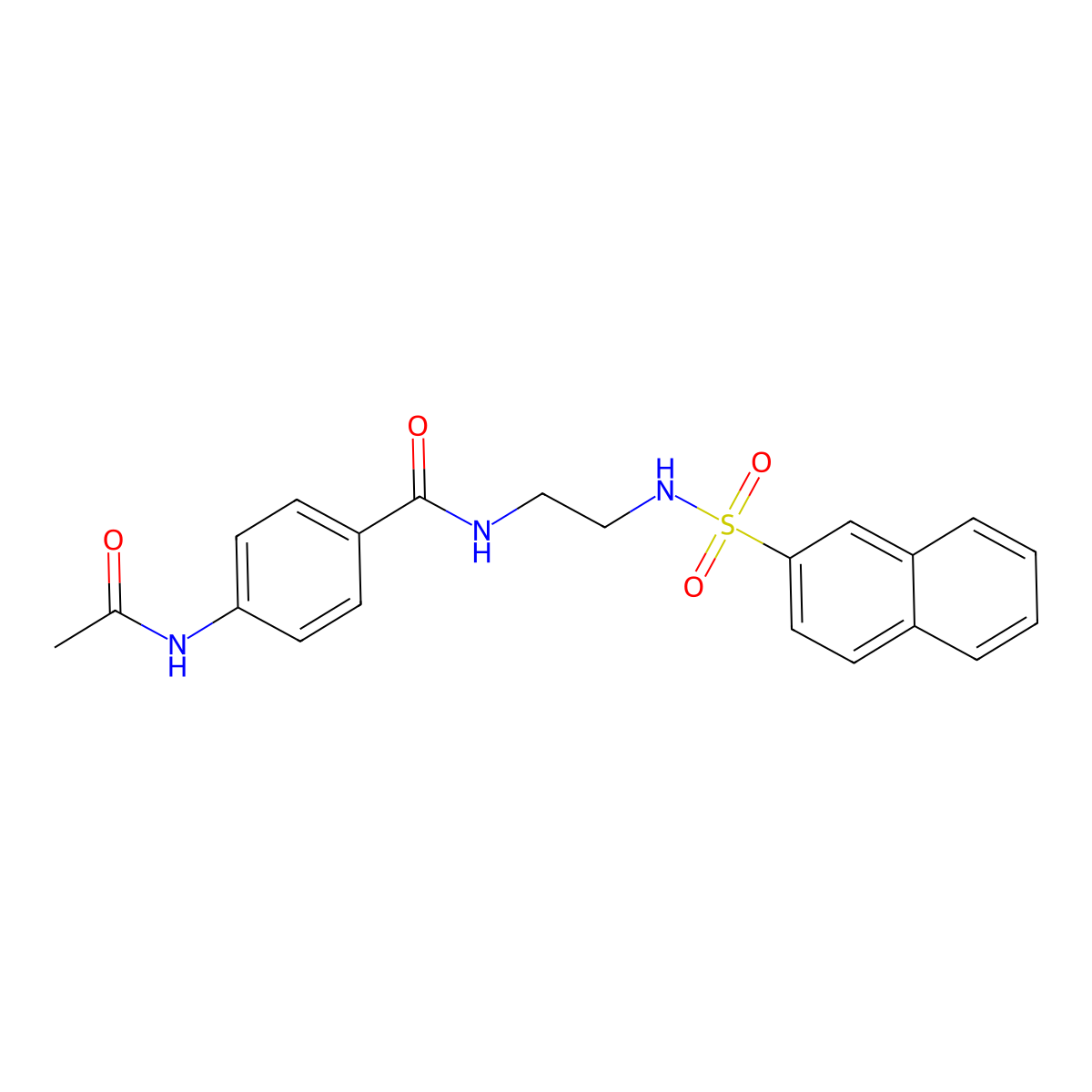 4-acetamido-N-(2-(naphthalene-2-sulfonamido)ethyl)benzamide molecular structure, CAS 1091477-23-4