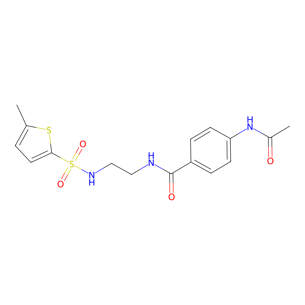 4-acetamido-N-(2-(5-methylthiophene-2-sulfonamido)ethyl)benzamide molecular structure, CAS 1091477-63-2