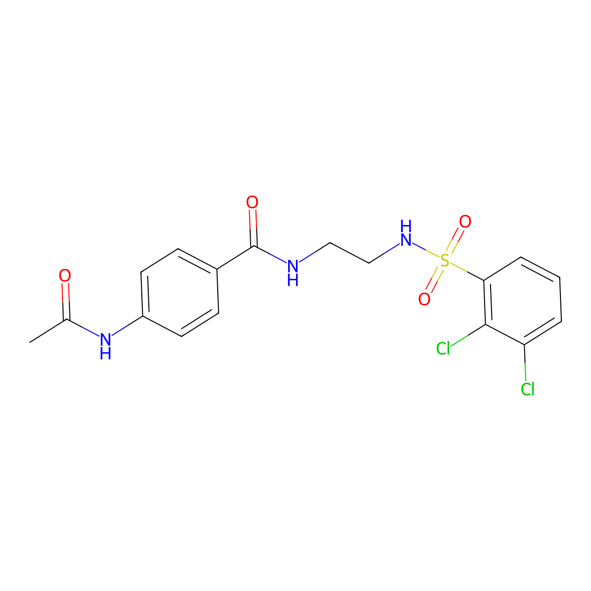 4-acetamido-N-(2-(2,3-dichlorophenylsulfonamido)ethyl)benzamide molecular structure, CAS 1091477-67-6