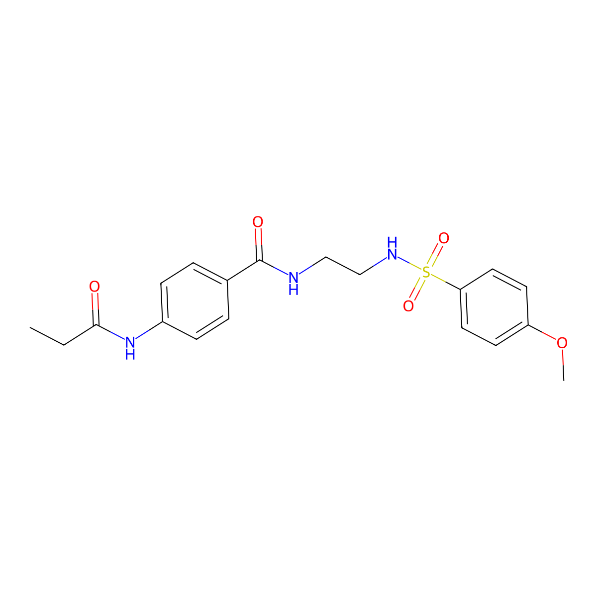 N-[2-(4-methoxybenzenesulfonamido)ethyl]-4-propanamidobenzamide molecular structure, CAS 1091478-56-6
