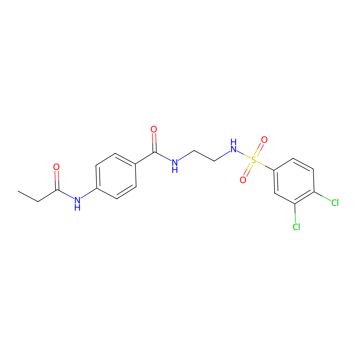 N-[2-(3,4-dichlorobenzenesulfonamido)ethyl]-4-propanamidobenzamide molecular structure, CAS 1091478-95-3