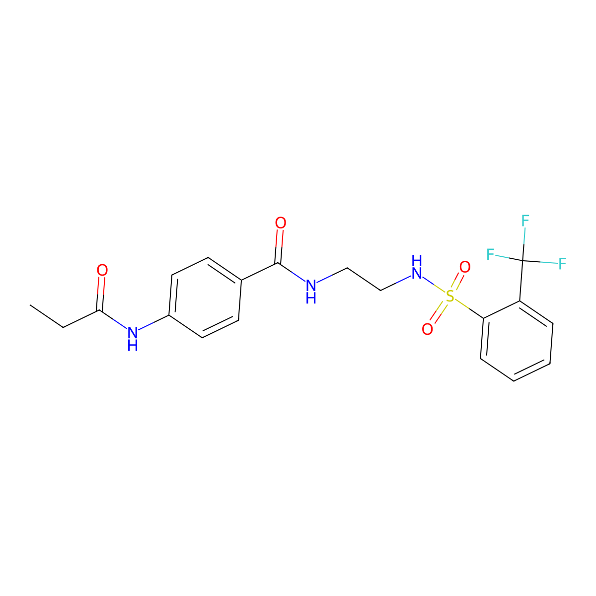 4-propanamido-N-{2-[2-(trifluoromethyl)benzenesulfonamido]ethyl}benzamide molecular structure, CAS 1091479-55-8