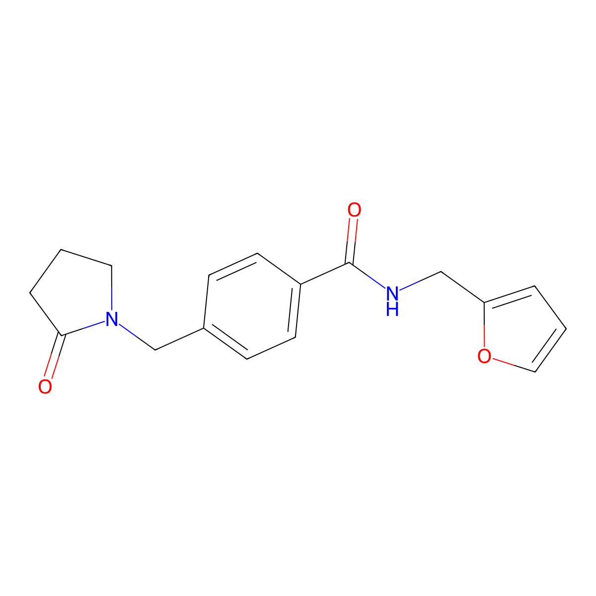N-(furan-2-ylmethyl)-4-[(2-oxopyrrolidin-1-yl)methyl]benzamide molecular structure, CAS 1091507-12-8