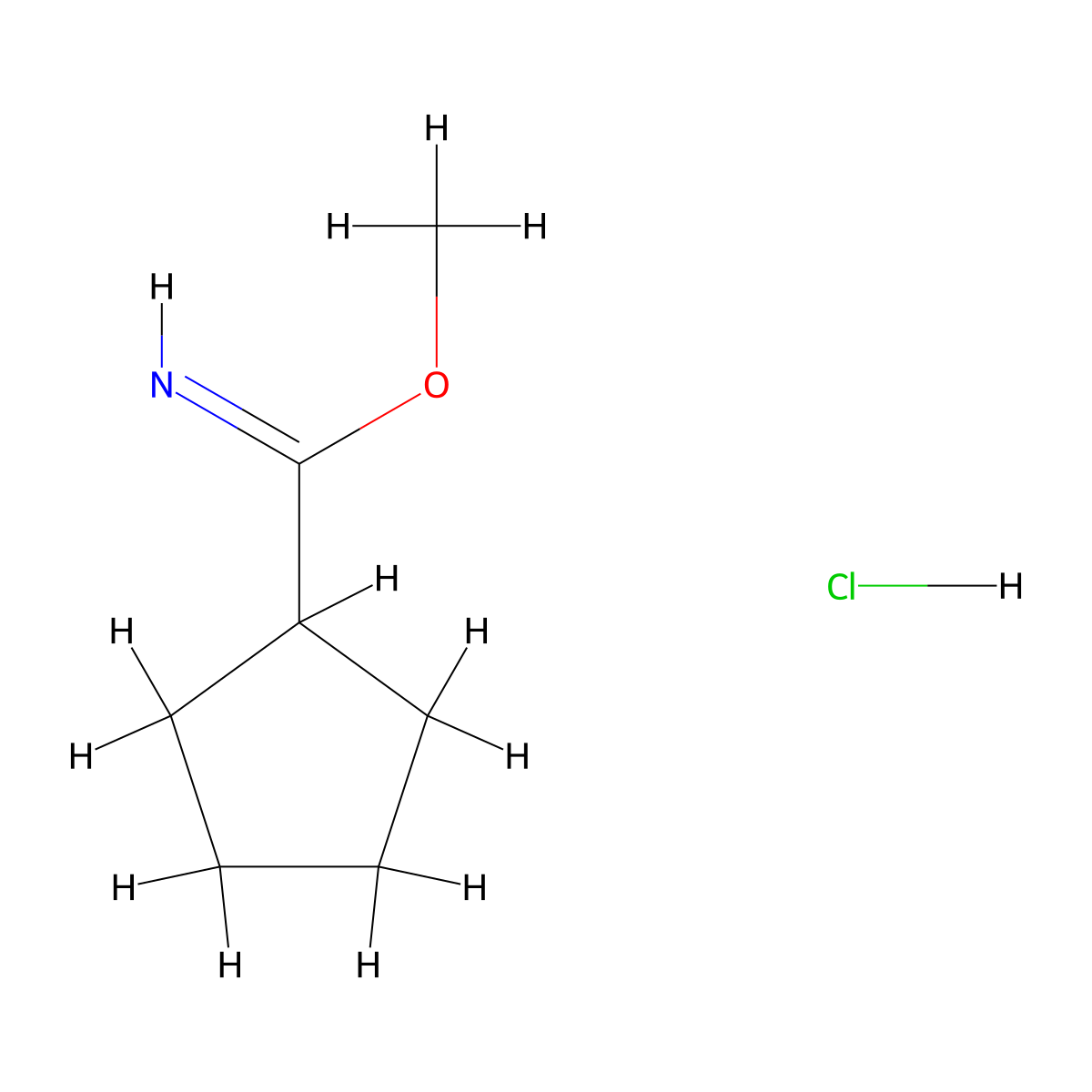 Methyl cyclopentanecarboximidate hydrochloride molecular structure, CAS 109152-86-5