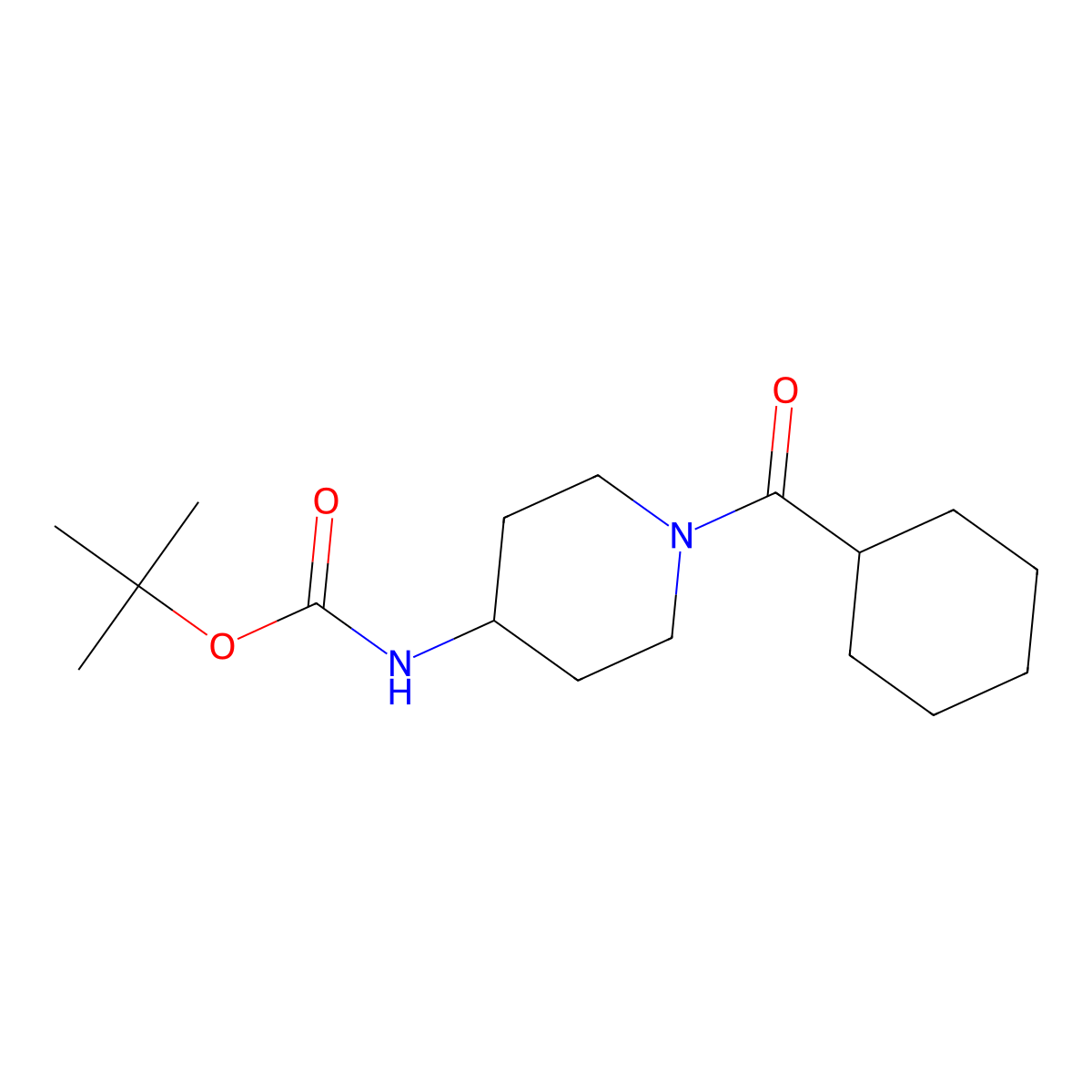 tert-Butyl 1-(cyclohexanecarbonyl)piperidin-4-ylcarbamate molecular structure, CAS 1091523-98-6