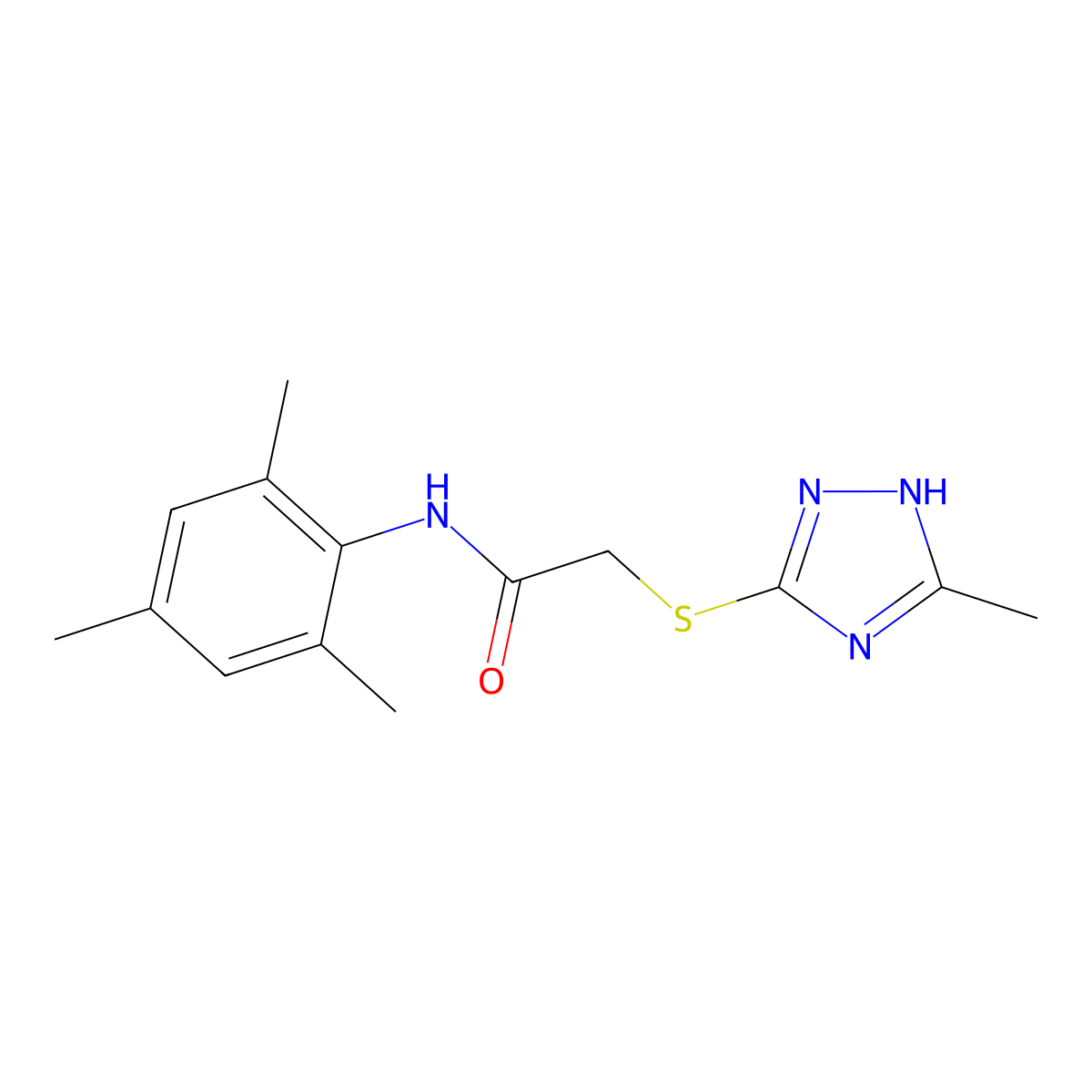 2-[(5-Methyl-4H-1,2,4-triazol-3-YL)sulfanyl]-N-(2,4,6-trimethylphenyl)acetamide molecular structure, CAS 1091566-29-8