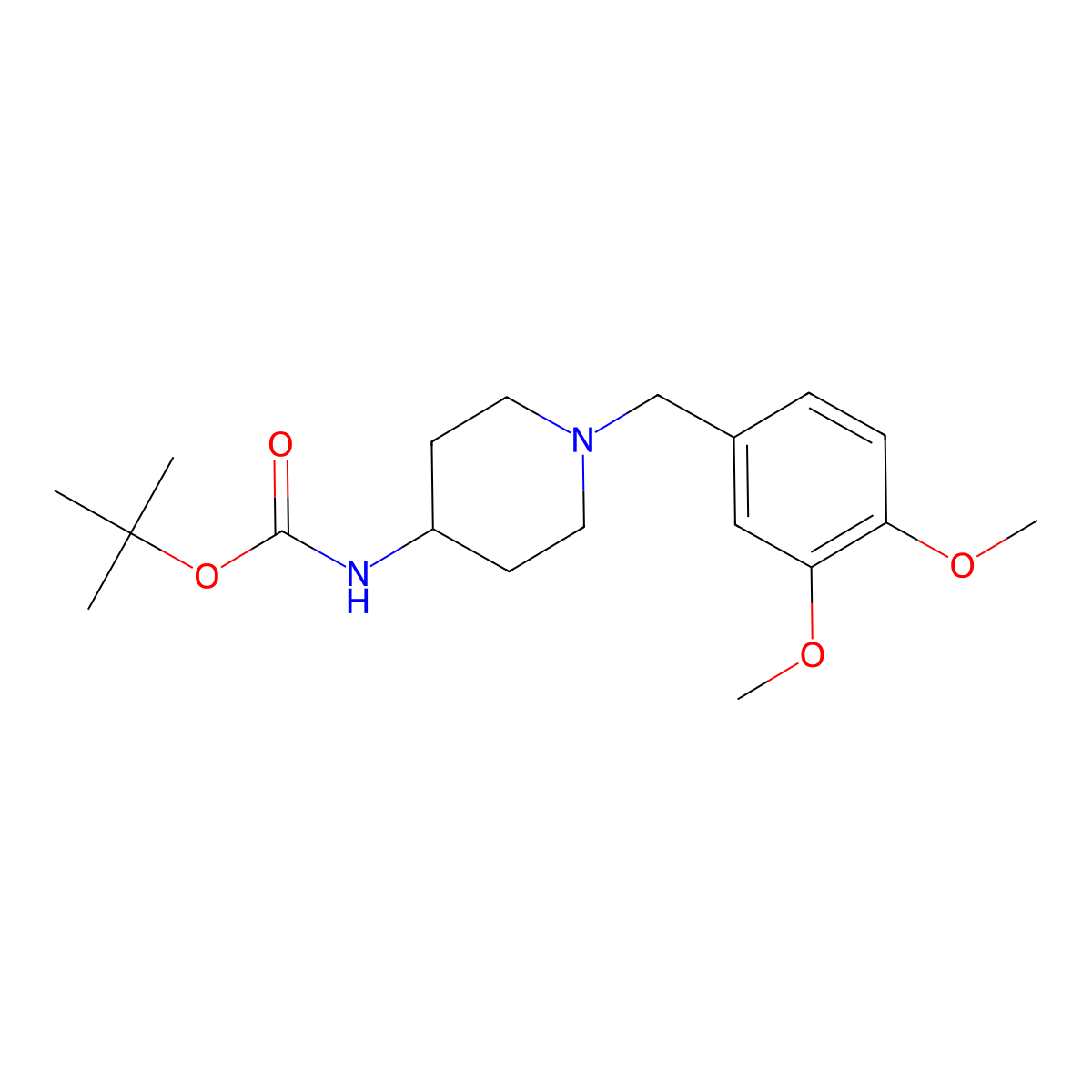 Tert-butyl [1-(3,4-dimethoxybenzyl)piperidin-4-yl]carbamate molecular structure, CAS 1091576-44-1