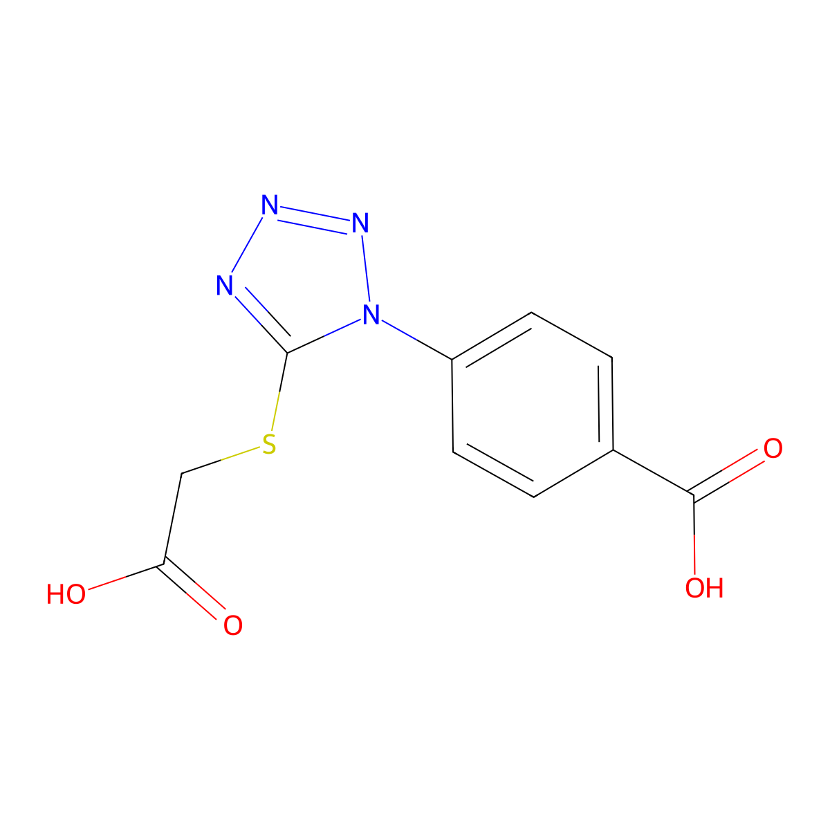 4-{5-[(carboxymethyl)sulfanyl]-1H-tetraazol-1-yl}benzoic acid molecular structure, CAS 1091584-82-5