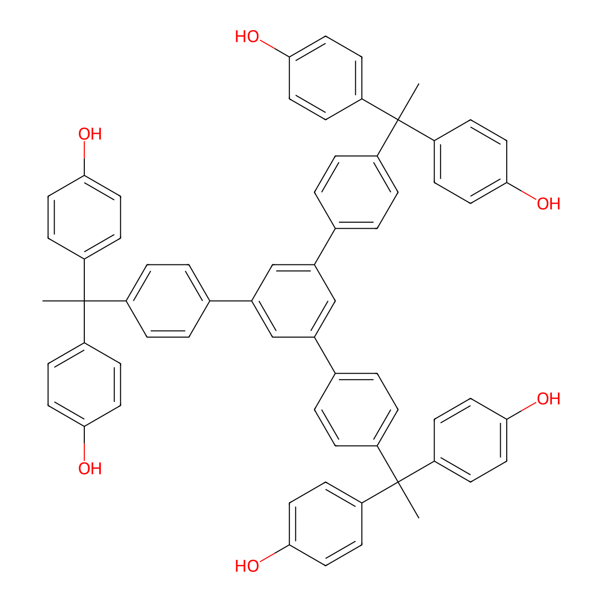 4,4',4'',4'''-[[5'-[4-[1,1-Bis(4-hydroxyphenyl)ethyl]phenyl][1,1':3',1''-terphenyl]-4,4''-diyl]diethylidyne]tetrakis[phenol] molecular structure, CAS 1091594-50-1